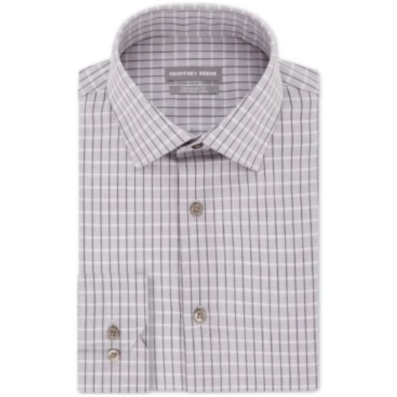 Geoffrey Beene Men's Classic/Regular Fit Non-Iron Dress Check 16 1/2 x 34/35 $60 - Picture 1 of 6